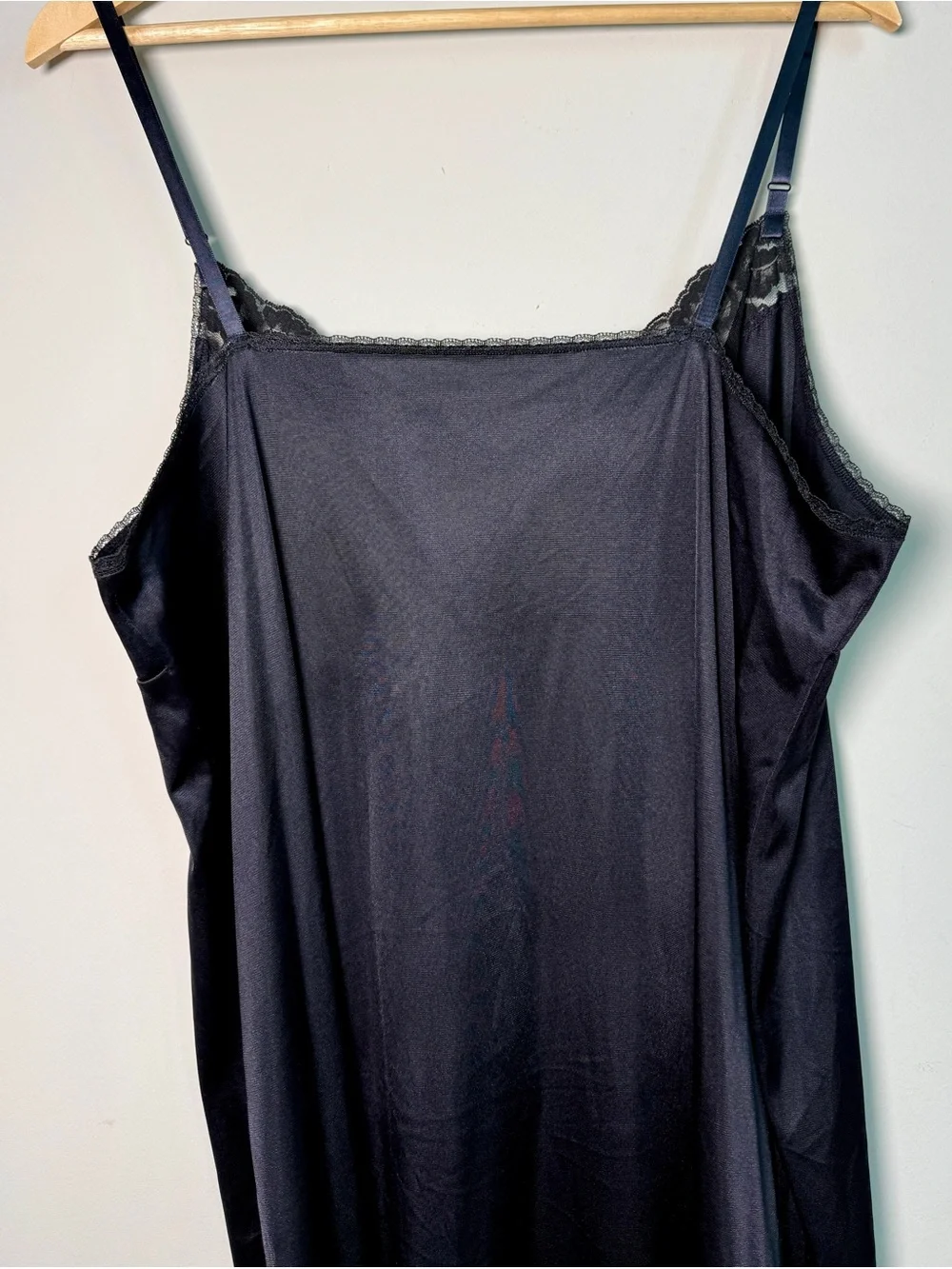 Vassarette Vintage Black Lace Full Slip Dress Adjustable Straps Sz 44 12